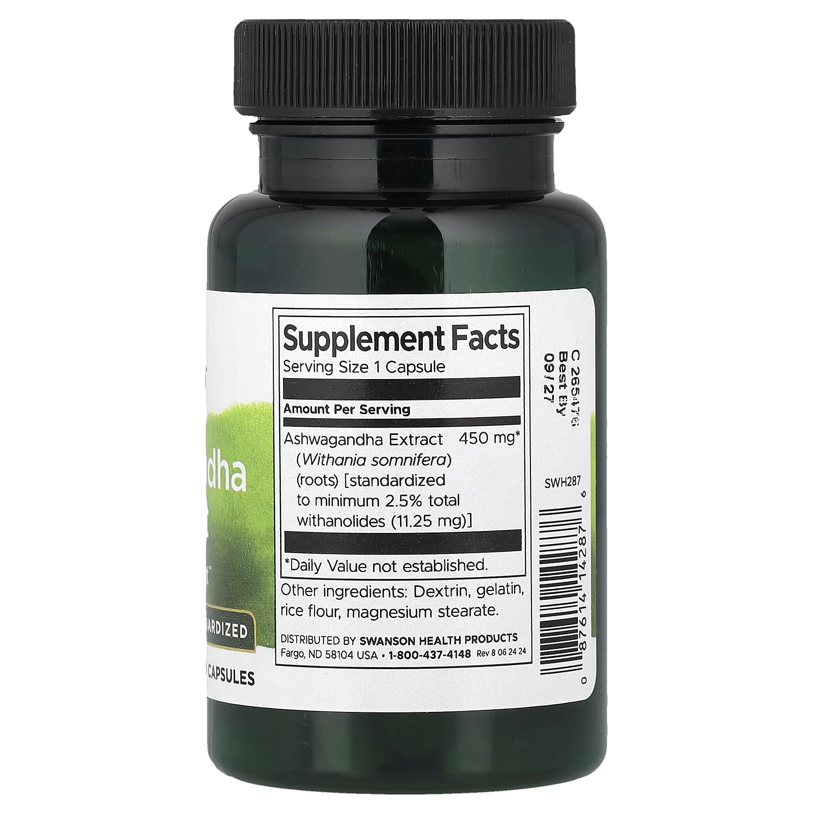 Swanson Vitamins, 南非醉茄提取物,標準化,450 毫克,60 粒膠囊