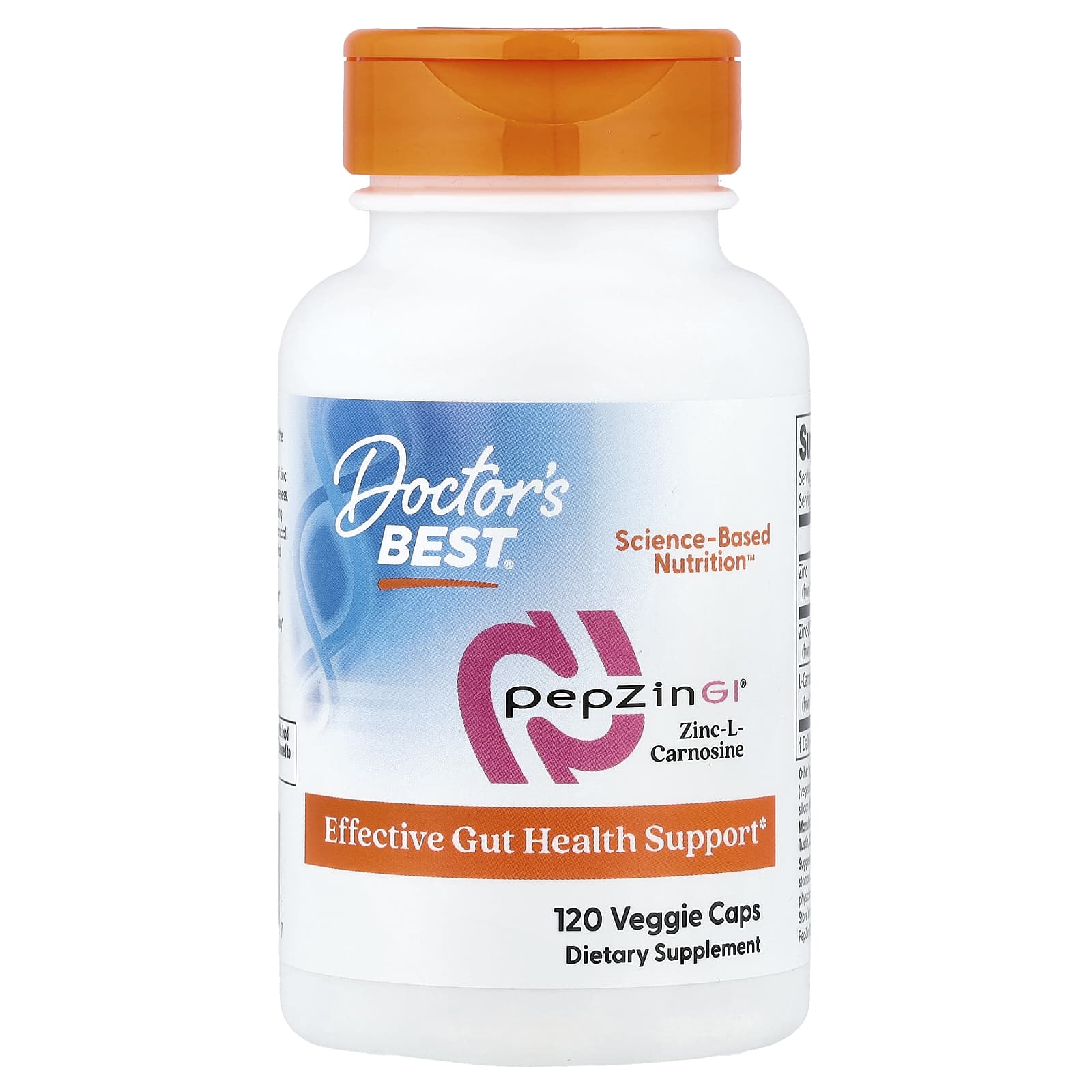 Doctor's Best, PepZin GI®,鋅-L-肌肽複合物,120 粒素食膠囊
