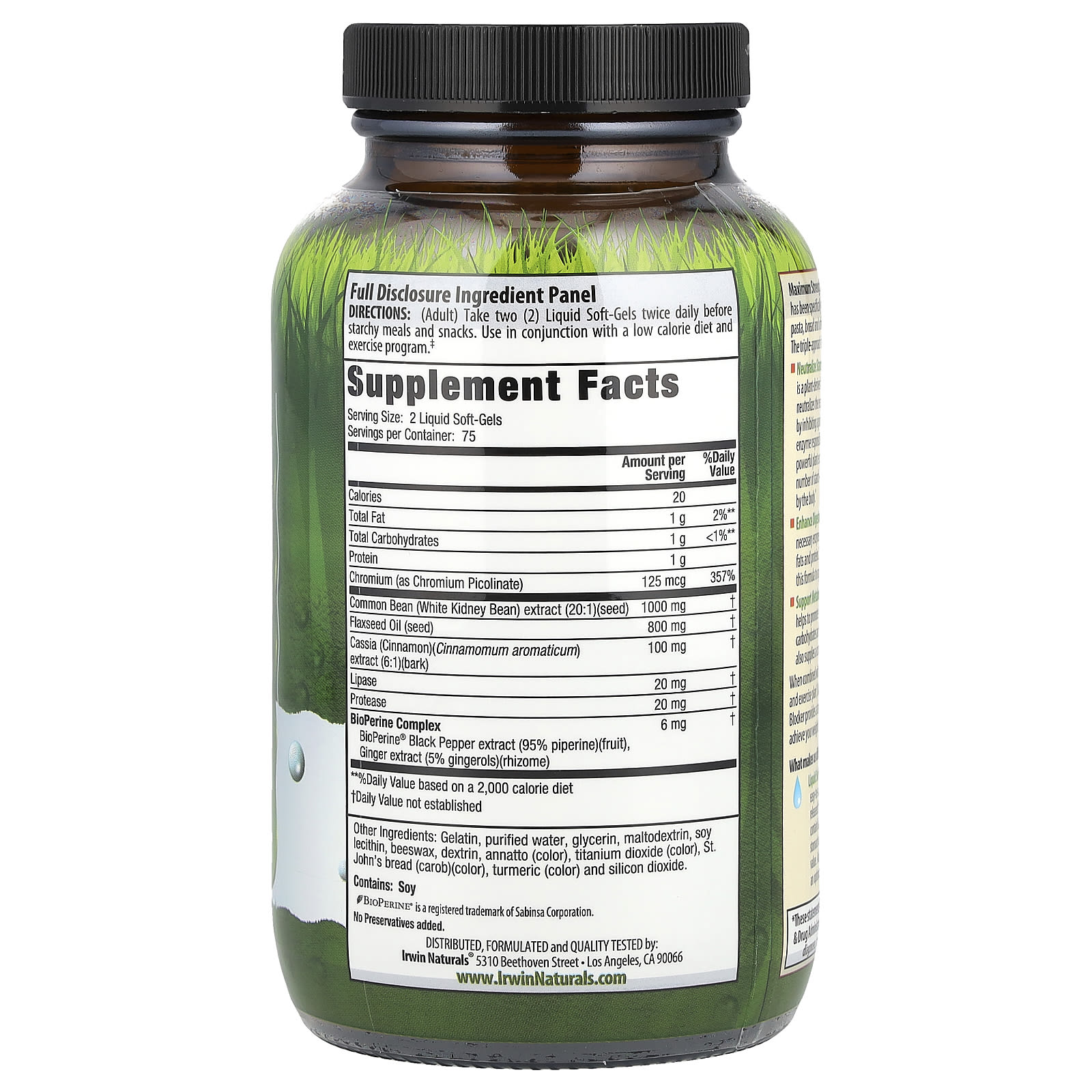 Irwin Naturals, 3 合 1 碳水化合物阻滯劑,Maximum Strength,150 粒液體軟凝膠