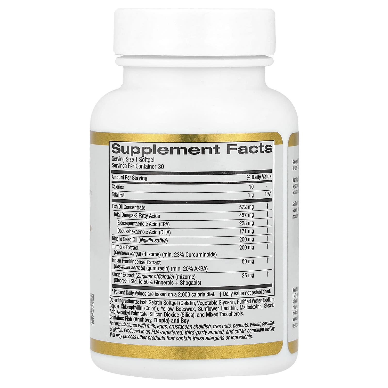 California Gold Nutrition, CurcuminUP™ 魚明膠軟膠囊,含 Omega-3 姜黃素複合物、黑種草籽油、乳香和生姜,30 粒