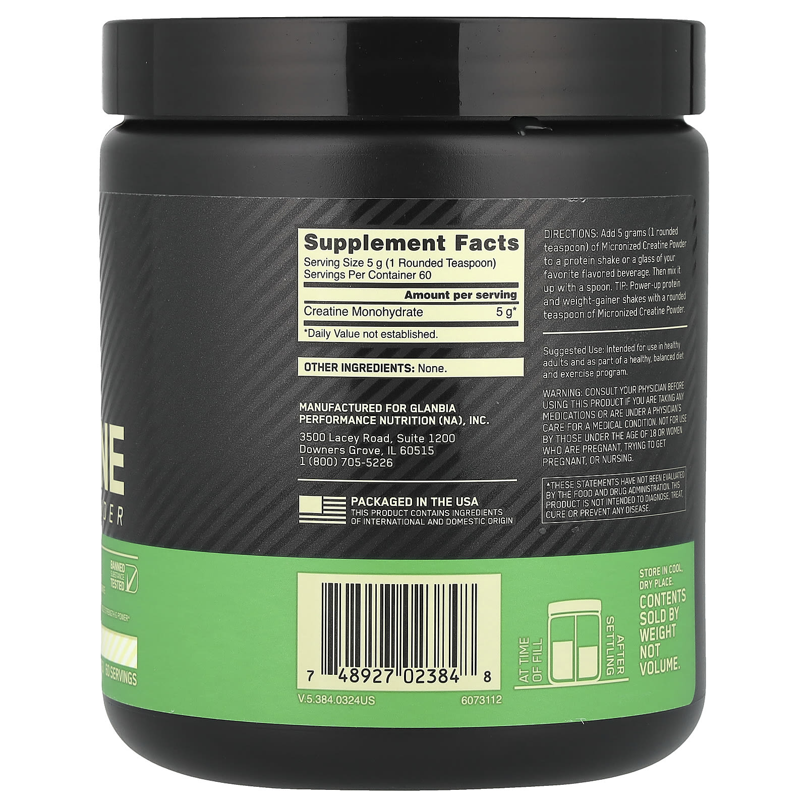 Optimum Nutrition, 肌酸粉,微粉化,天然原味,5000毫克,10.5盎司(300克)
