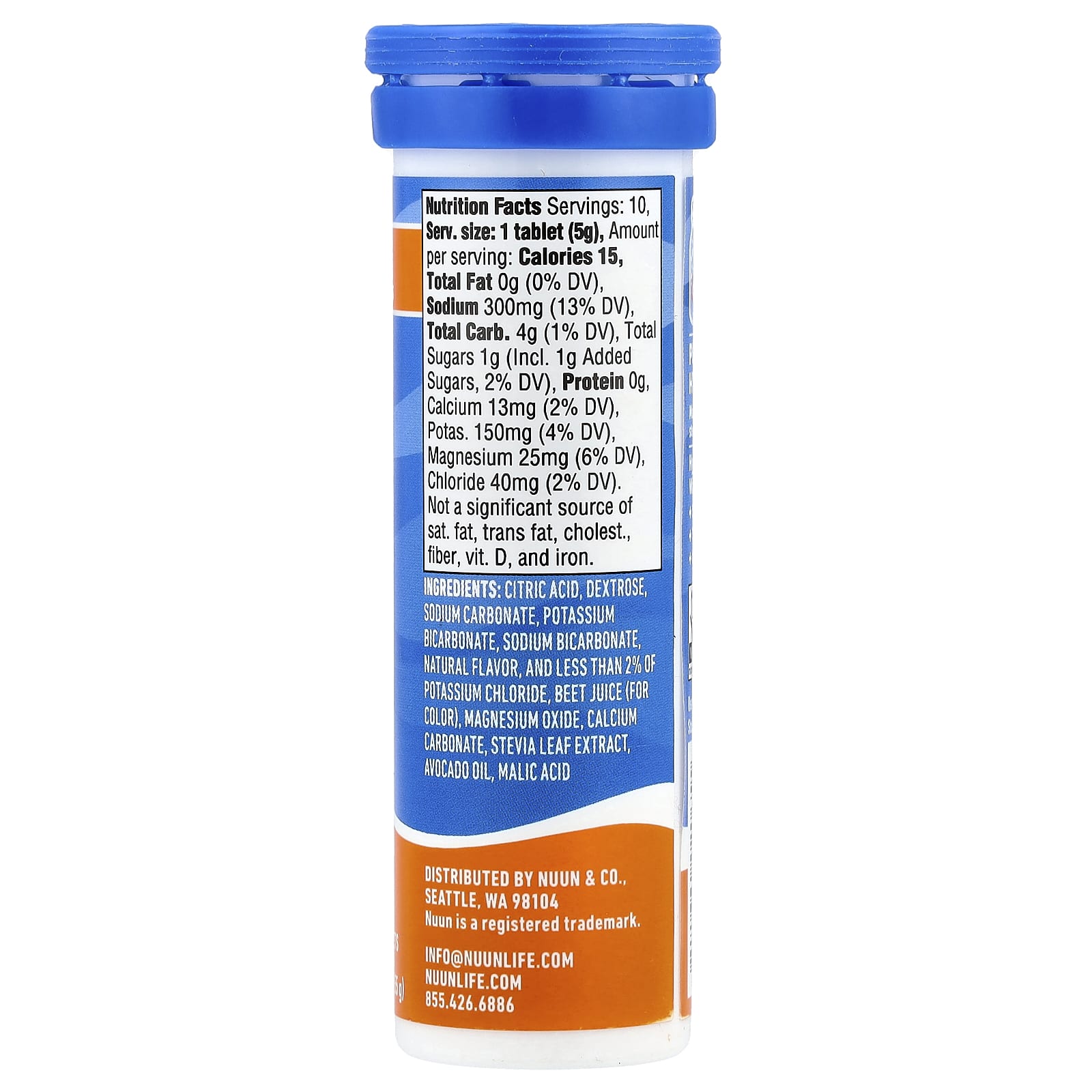 Nuun, 運動補水,泡騰電解質飲品片,橙味,10 片
