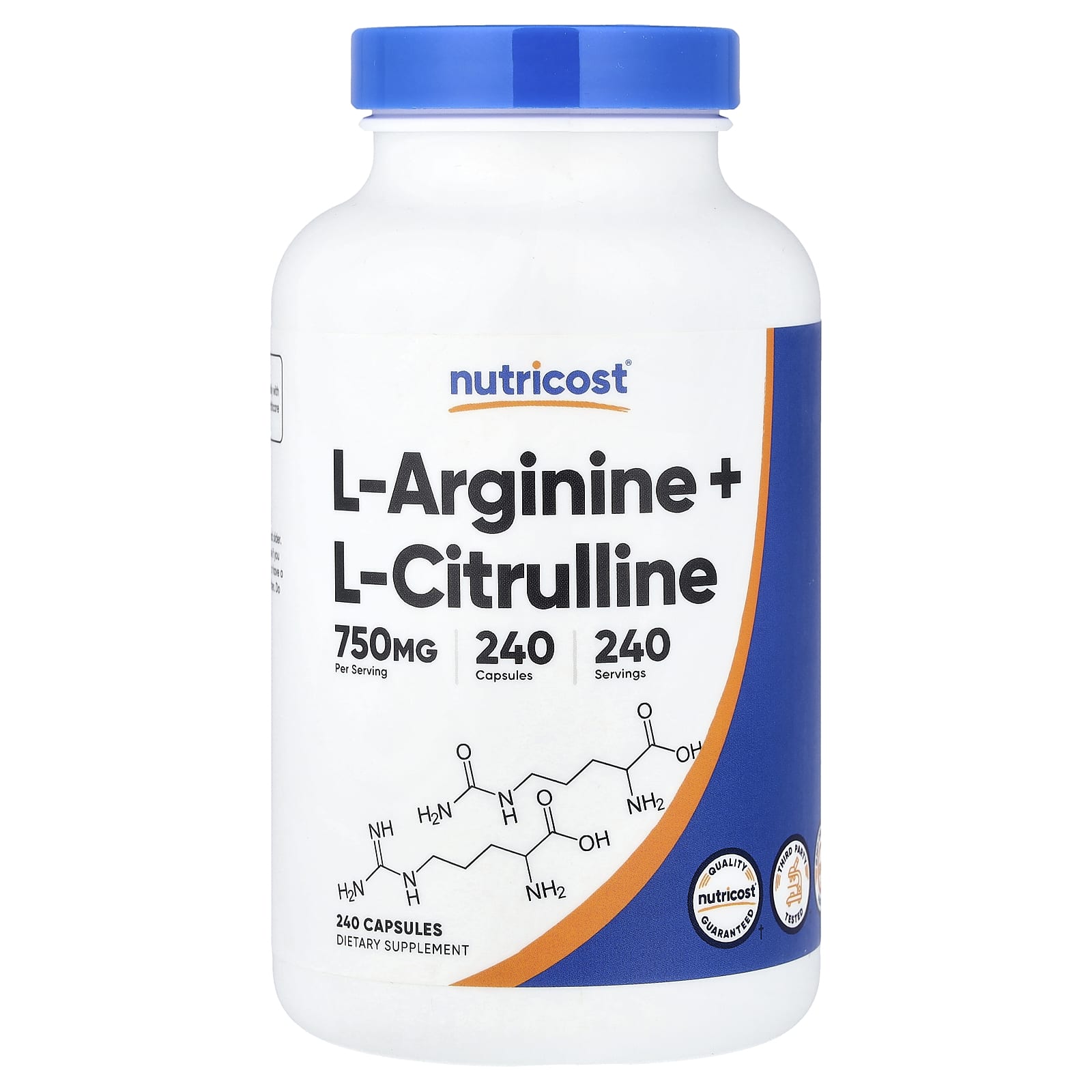 Nutricost, L-精胺酸 + L-瓜氨酸,240 粒膠囊