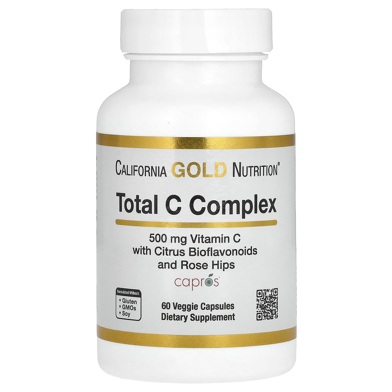California Gold Nutrition, Total C 複合物,含抗壞血酸、餘甘子提取物、柑橘生物類黃酮和玫瑰果提取物,500 毫克,60 粒素食膠囊