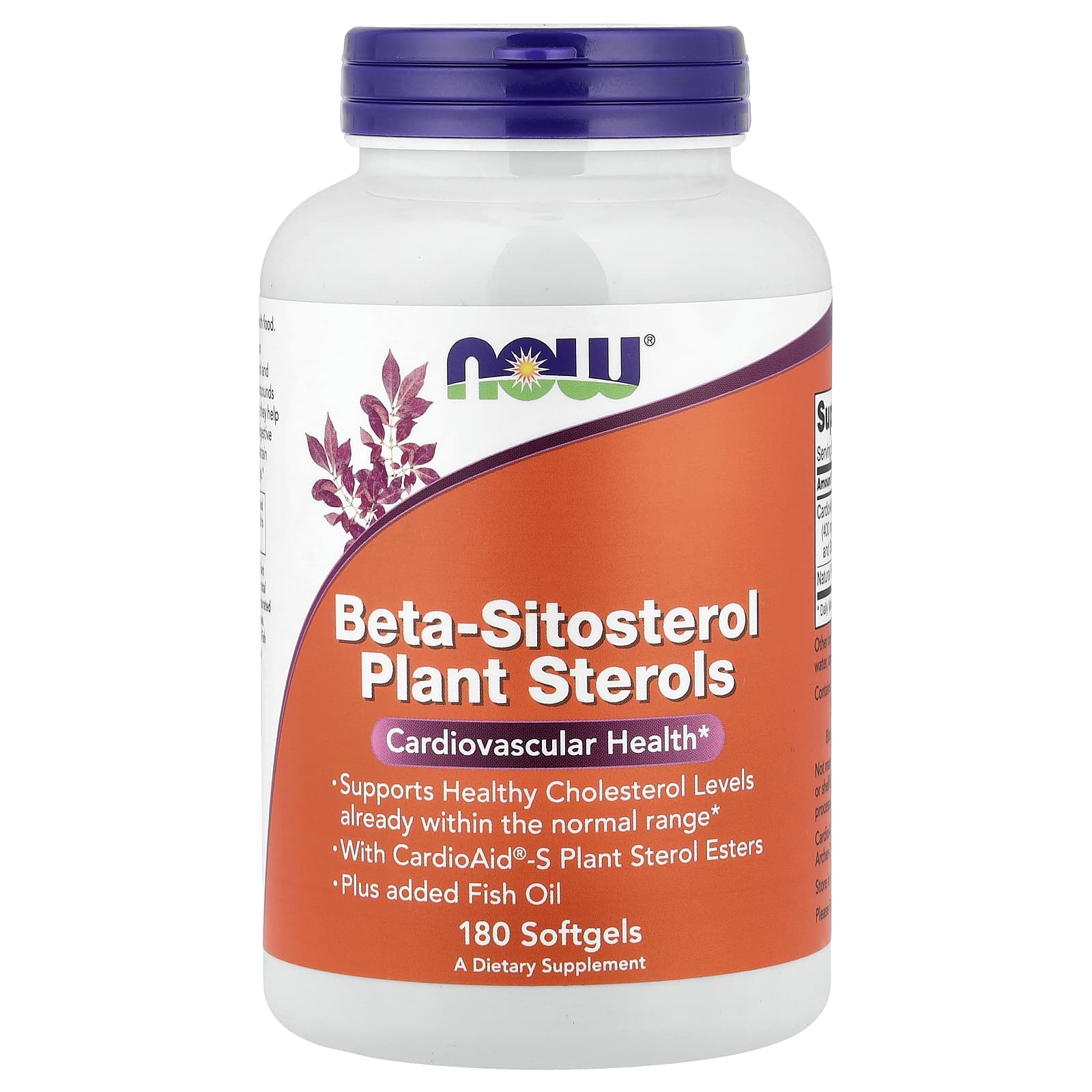 NOW Foods, Β-穀甾醇植物甾醇,180 粒軟凝膠