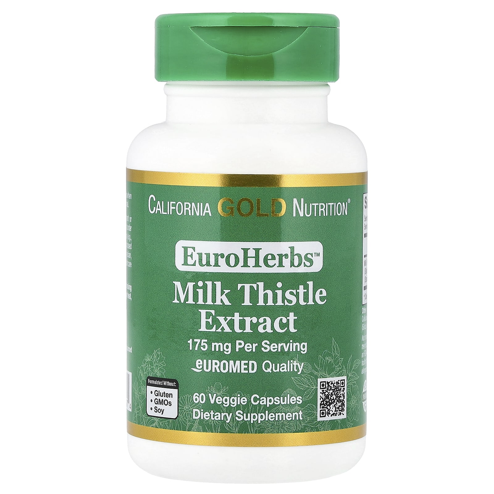 California Gold Nutrition, EuroHerbs,水飛薊提取物,Euromed 品質,175 毫克,60 粒素食膠囊