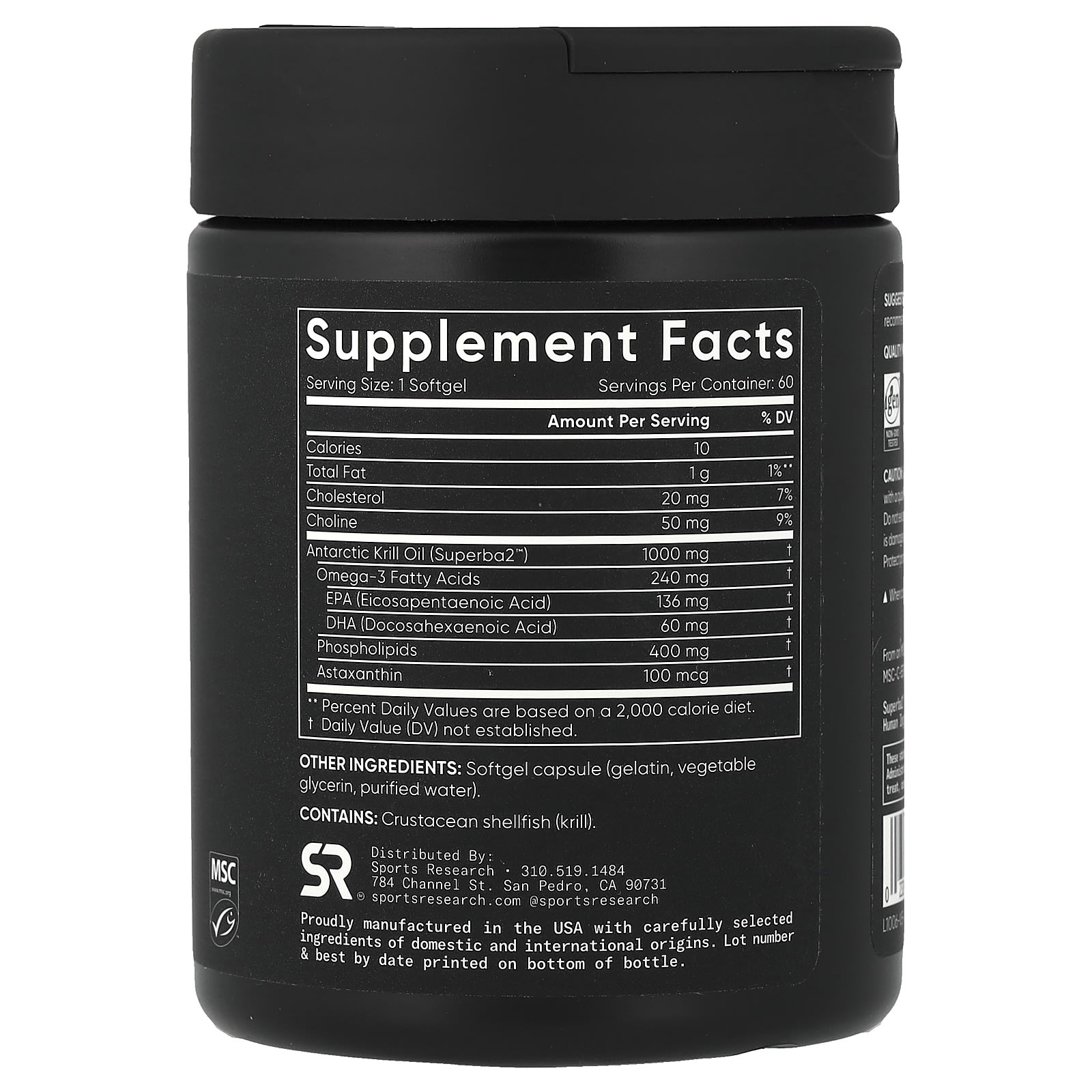 Sports Research, Omega-3 磷蝦油,雙倍功效,1,000 毫克,60 粒軟凝膠