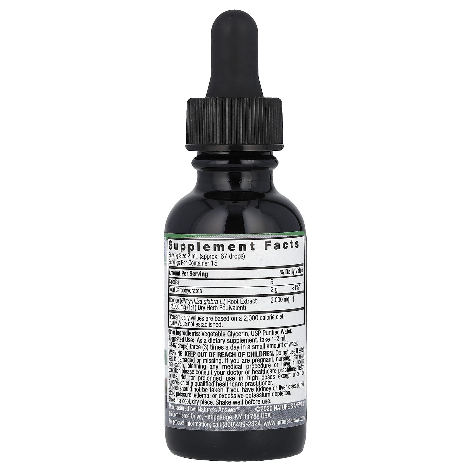 Nature's Answer, 甘草根液體提取物,無乙醇,2,000 毫克,1 液量盎司(30 毫升)