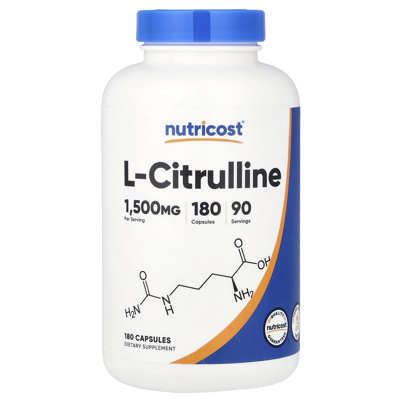 Nutricost, L-瓜氨酸,1500 毫克,180 粒膠囊(每粒膠囊 750 毫克)