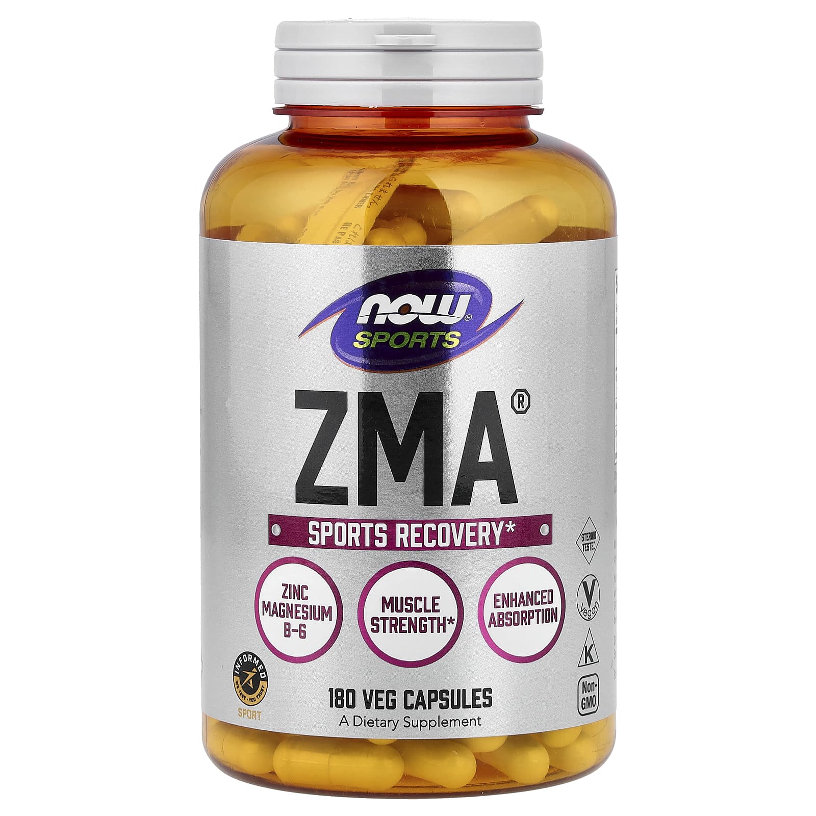 NOW Foods, 運動,ZMA®,180 粒素食膠囊
