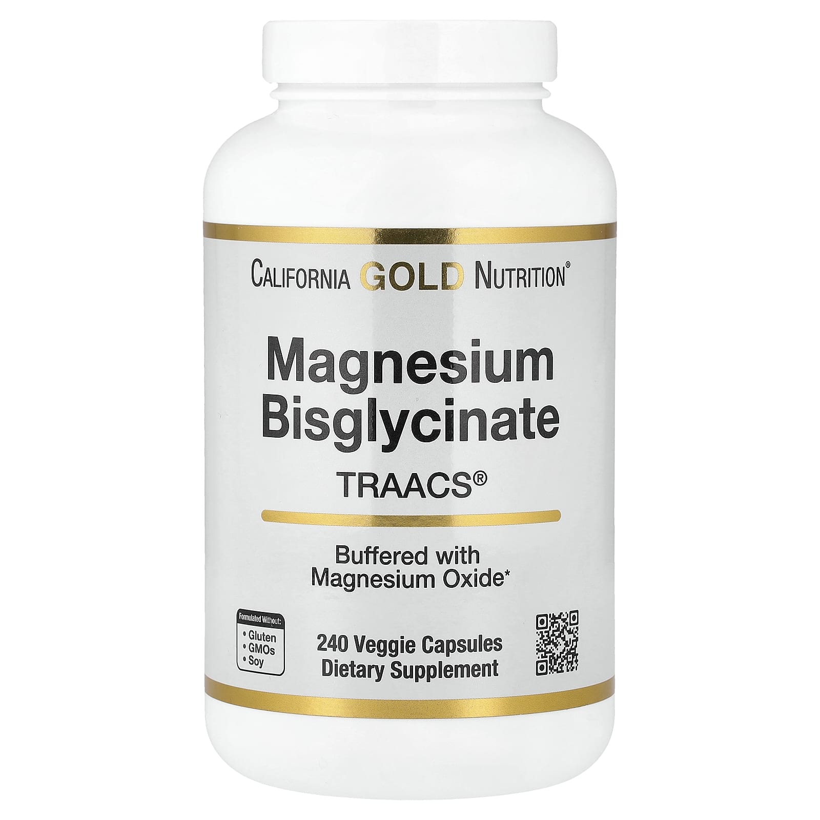 California Gold Nutrition, 雙甘氨酸鎂螯合物,Albion TRAACS®,240 粒素食膠囊(每粒膠囊 100 毫克)
