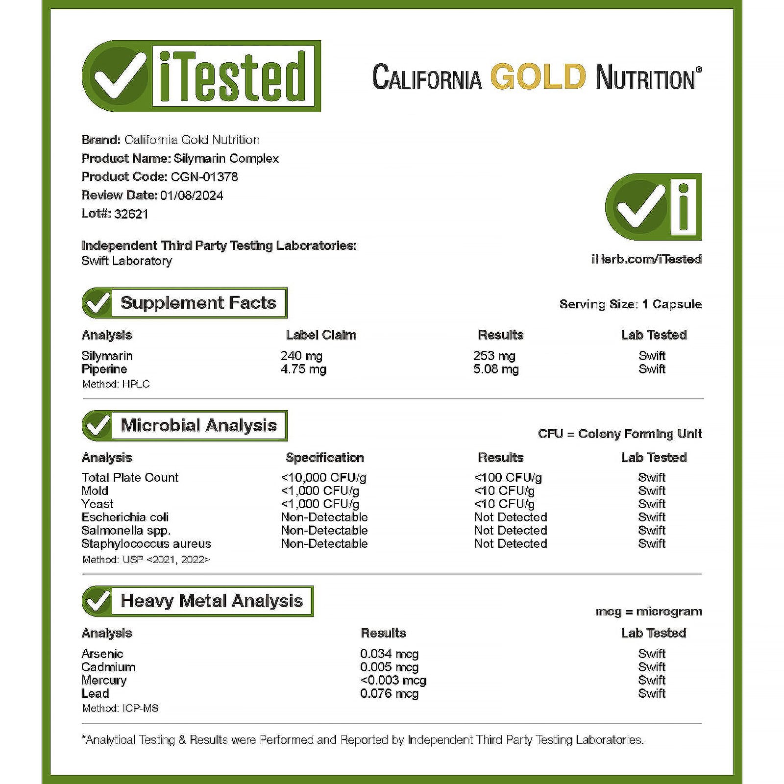 California Gold Nutrition, 水飛薊素複合物素食膠囊,含水飛薊提取物,加蒲公英、洋薊、生姜和 BioPerine 成分,360 粒