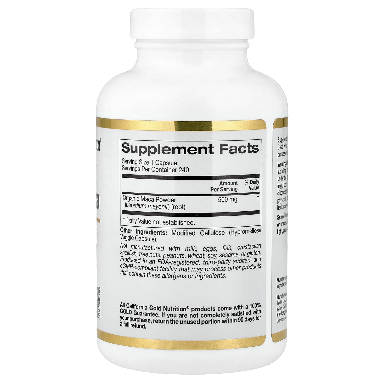 California Gold Nutrition, 秘魯瑪卡素食膠囊,500 毫克,240 粒裝