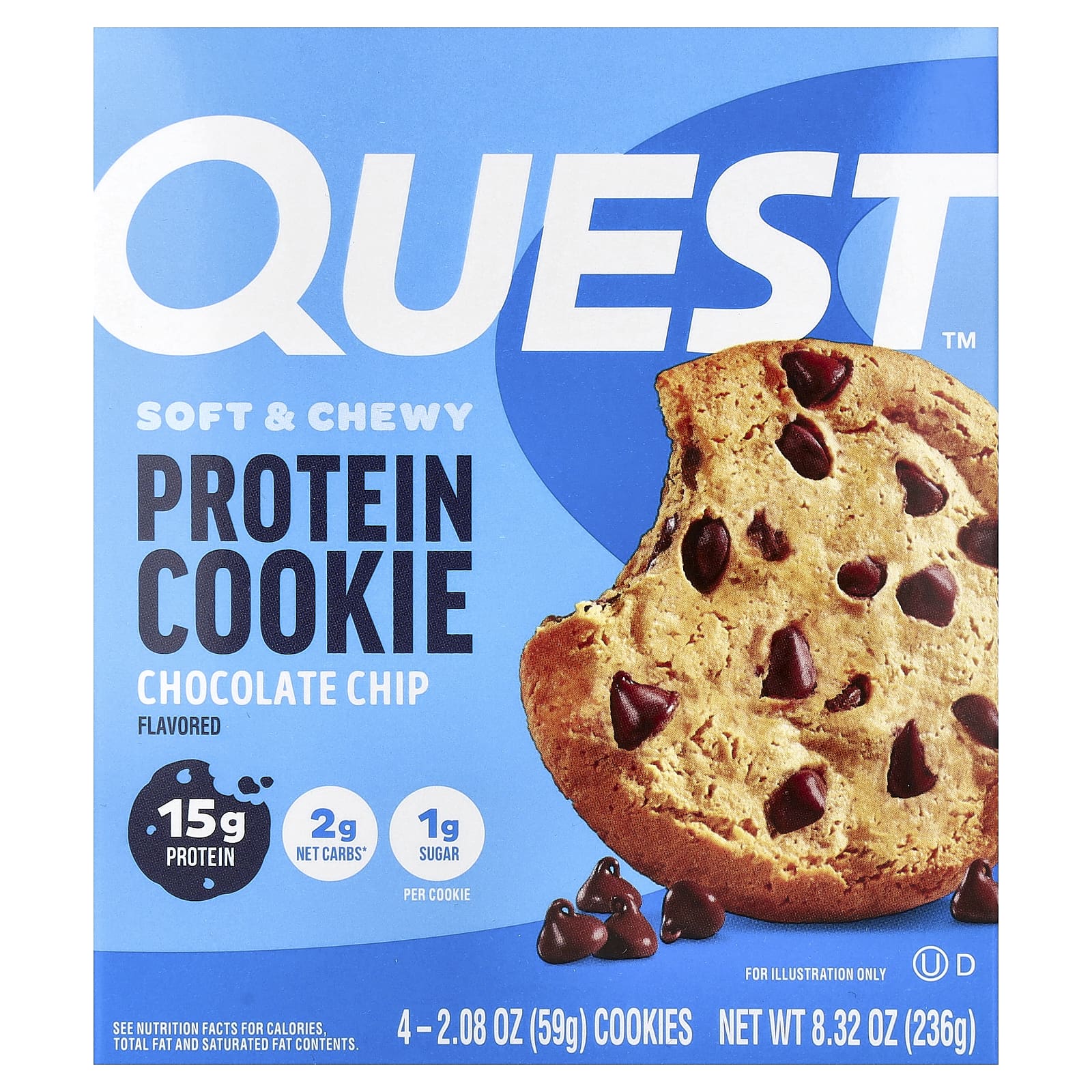 Quest Nutrition, 蛋白餅乾,巧克力碎,4 包,每包 2.08 盎司(59 克)