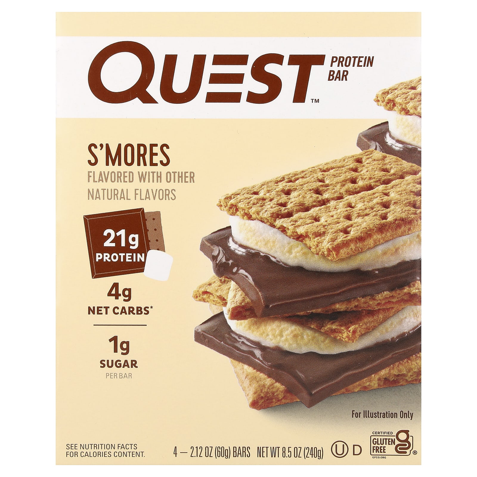 Quest Nutrition, 蛋白棒,S'Mores,4 根,每根 2.12 盎司(60 克)