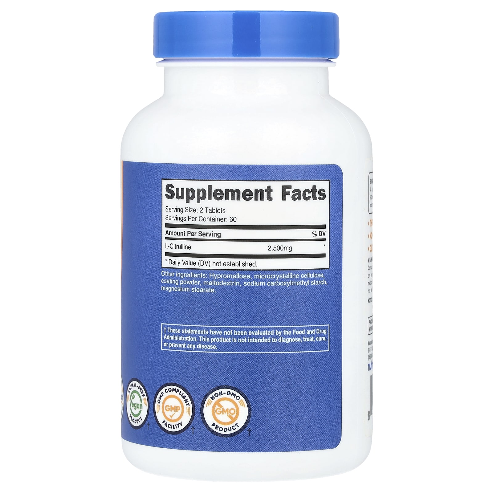 Nutricost, L-瓜氨酸,2500 毫克,120 片(每片 1250 毫克)