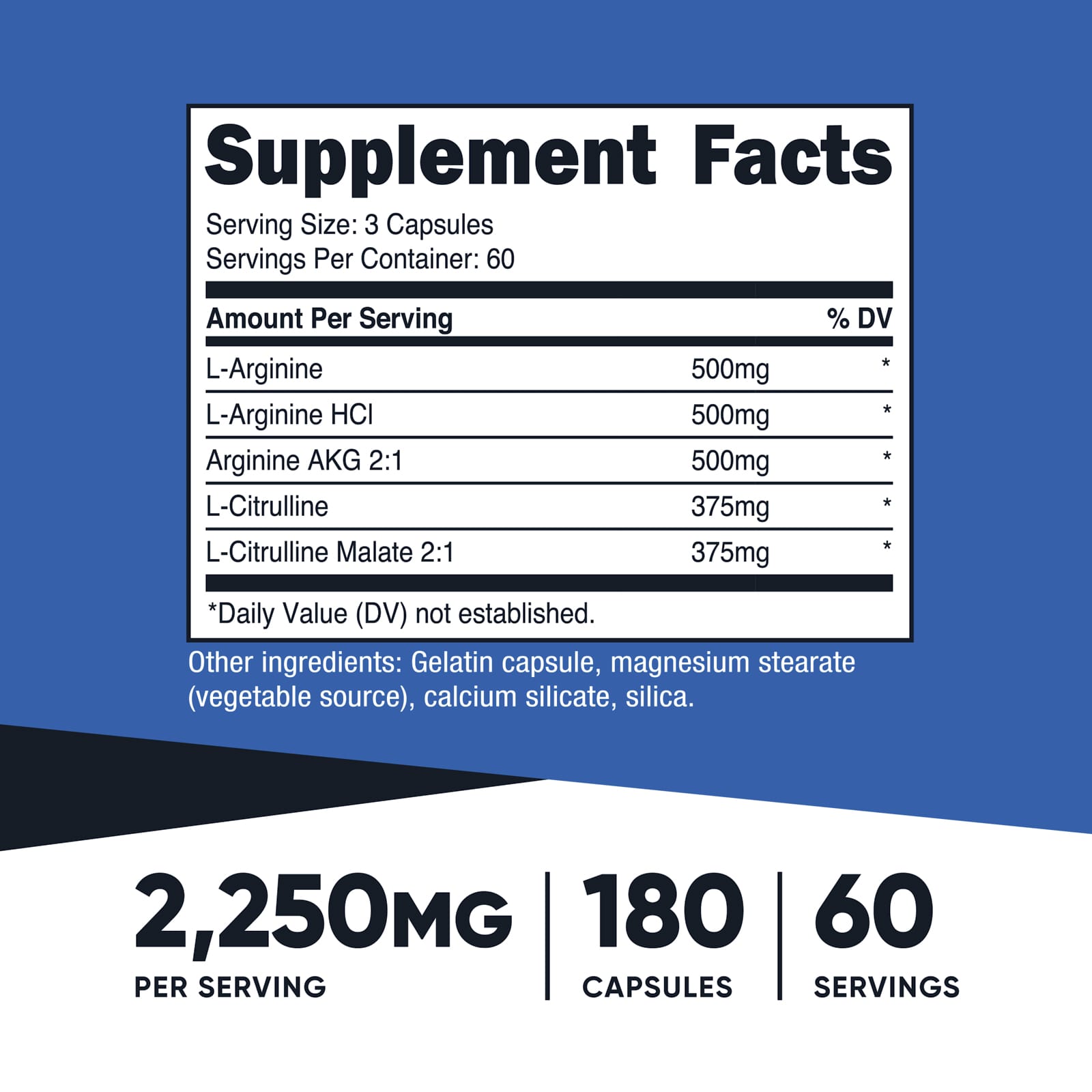 Nutricost, 表現,一氧化氮促進劑,180 粒膠囊